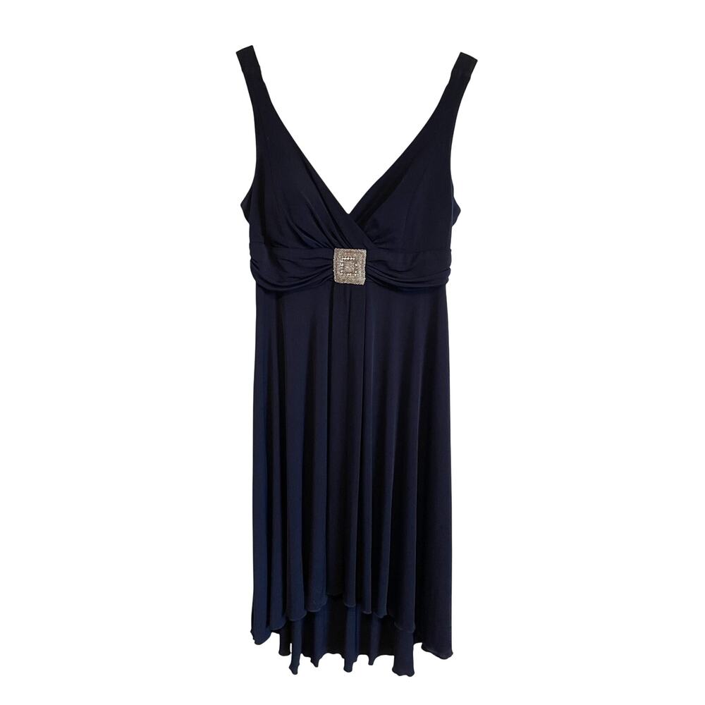En Focus Studio blue babydoll y2k dress knee length dressy sleeveless stretch 14